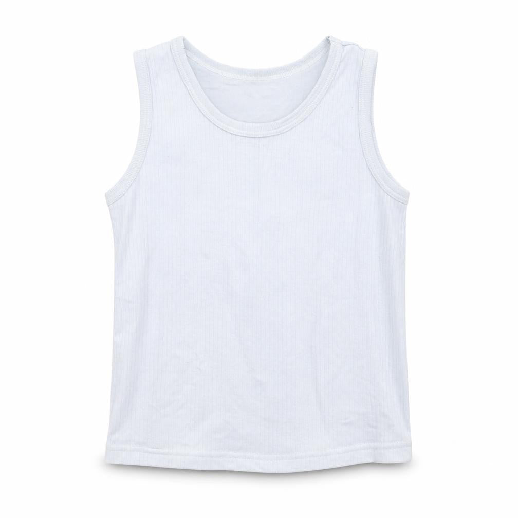 George Boys Grey  Cotton Basic Tank Size 5-6 Years Round Neck  - Pale Grey/Blue