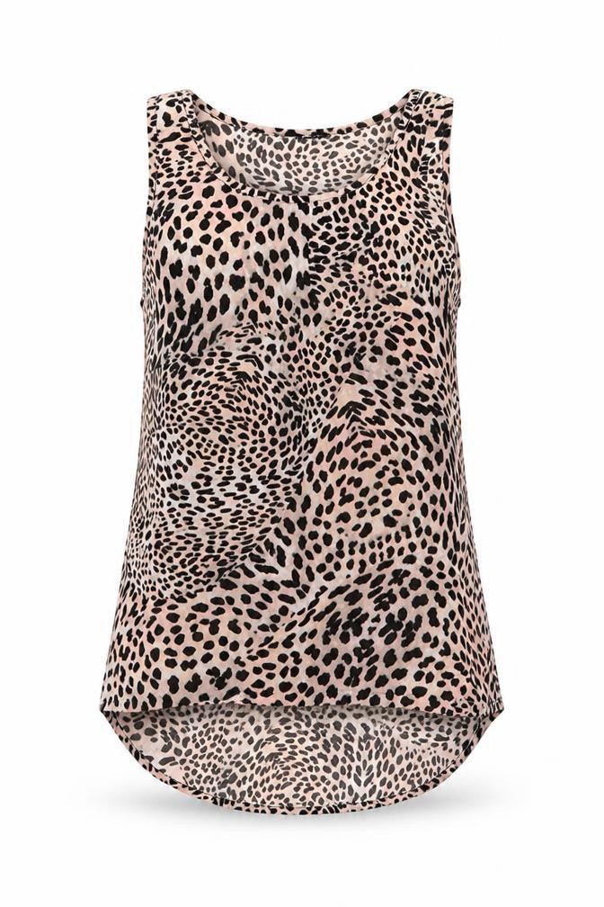 Atmosphere Womens Pink Animal Print  Basic Button-Up Size 8 Round Neck - Pale Peach Green shades black print
