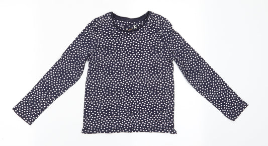 TU Girls Blue Polka Dot Cotton Tunic Casual Size 7 Years Round Neck  - White Polka Dots
