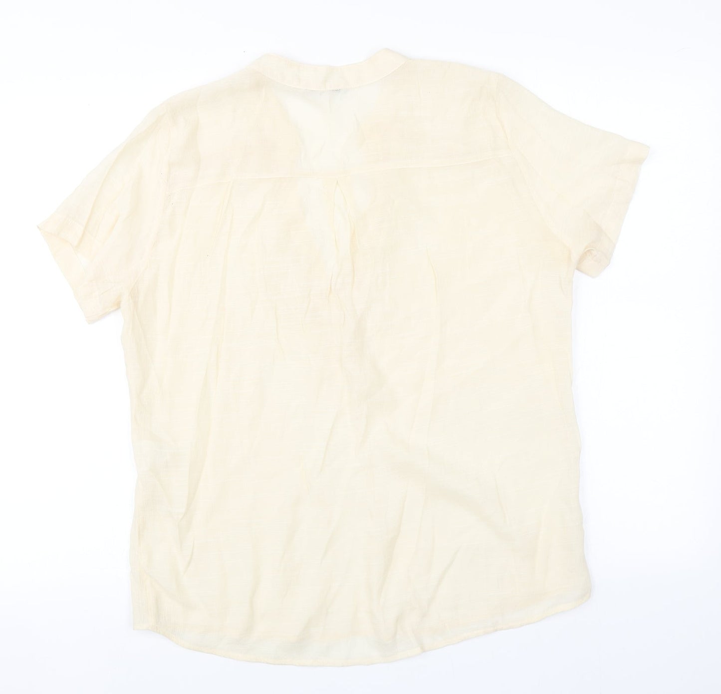 Preworn Womens Beige  Viscose Basic Blouse Size M Round Neck