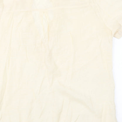 Preworn Womens Beige  Viscose Basic Blouse Size M Round Neck
