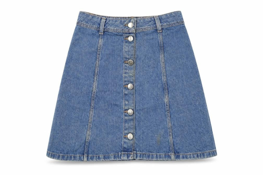 Divided Womens Blue  Cotton A-Line Skirt Size 6