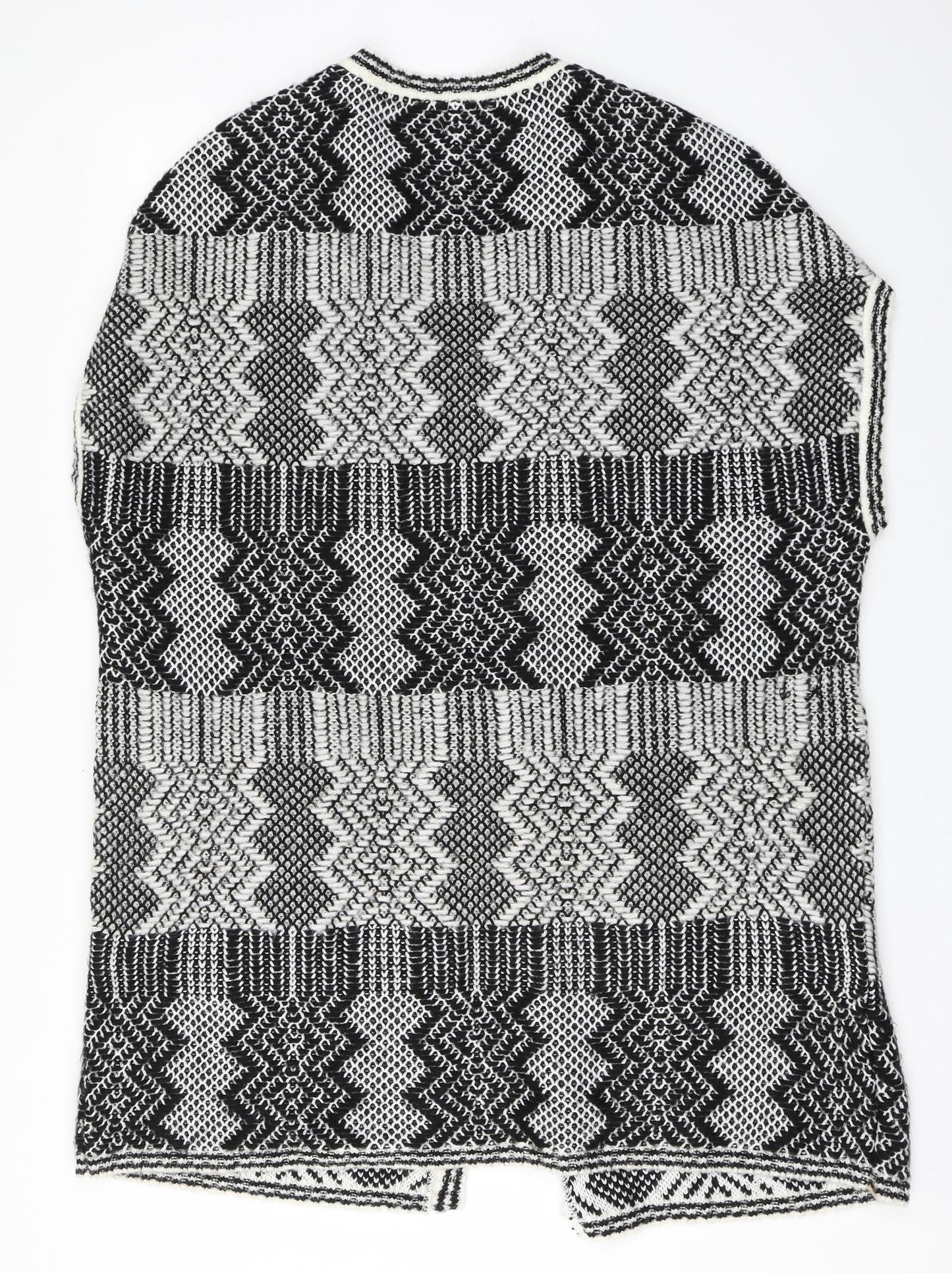 ASOS Womens Black Round Neck Fair Isle Acrylic Cardigan Jumper Size S
