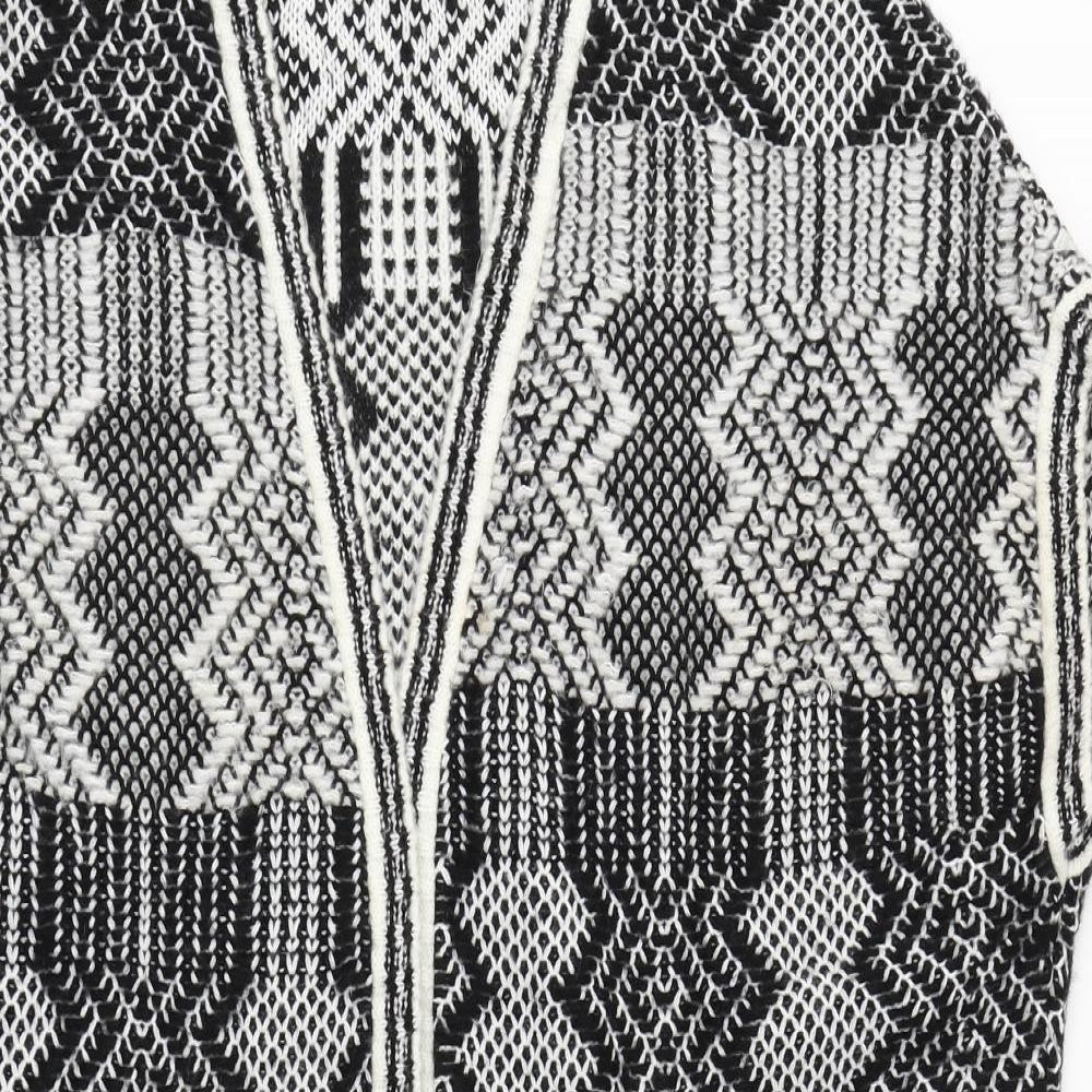ASOS Womens Black Round Neck Fair Isle Acrylic Cardigan Jumper Size S