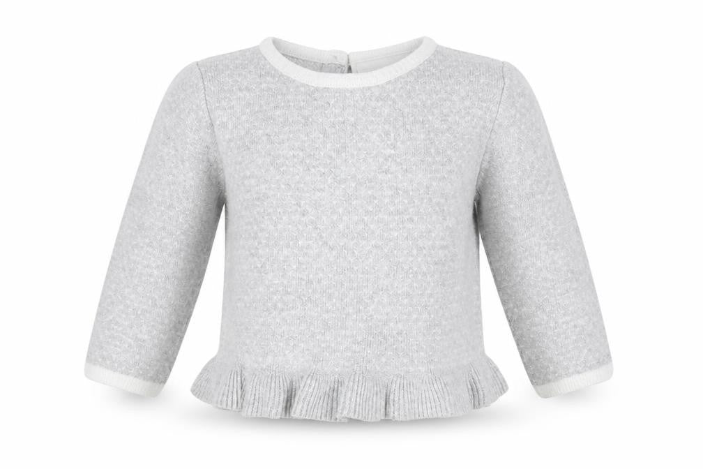 Preworn Girls Grey  Cotton Pullover Jumper Size 3-6 Months