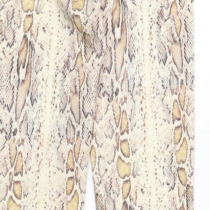 Weekday Womens Beige Animal Print Polyester Trousers  Size 10 L32 in Regular