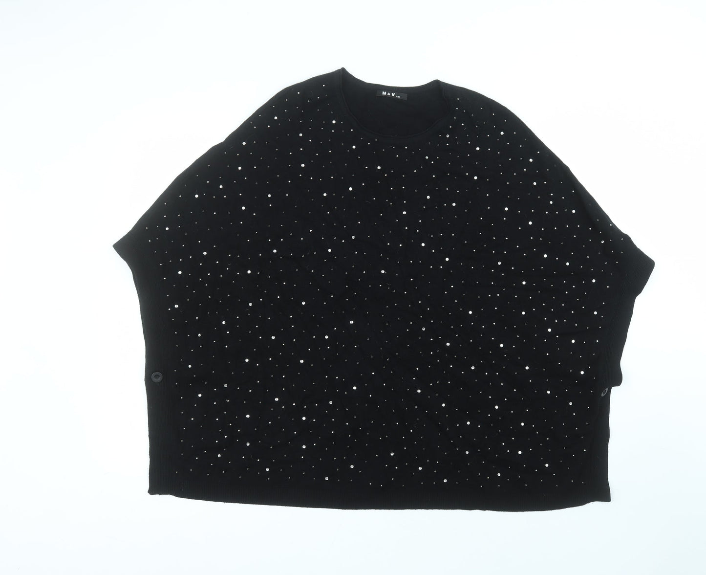 M&V Womens Black Round Neck  Cotton Pullover Jumper Size S