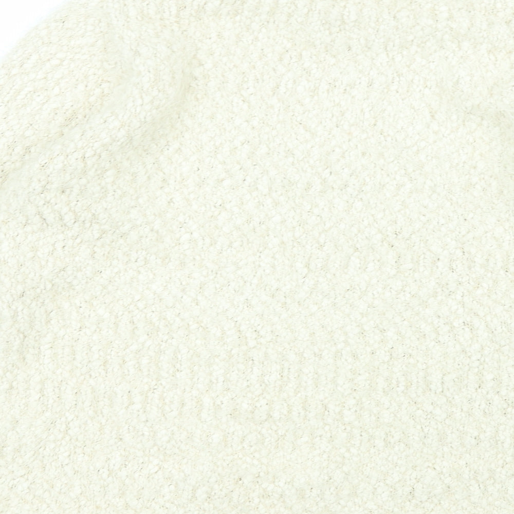 alexare Womens White Collared  Polyester Pullover Jumper Size L