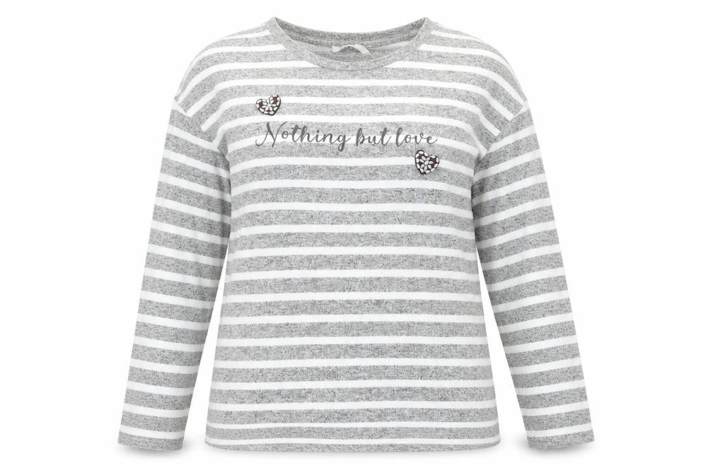 George Womens Grey Round Neck Striped Polyester Pullover Jumper Size S