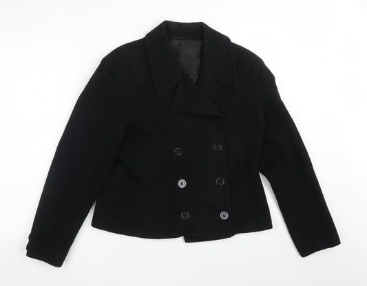 Preworn Womens Black  Wool Jacket Suit Jacket Size 14