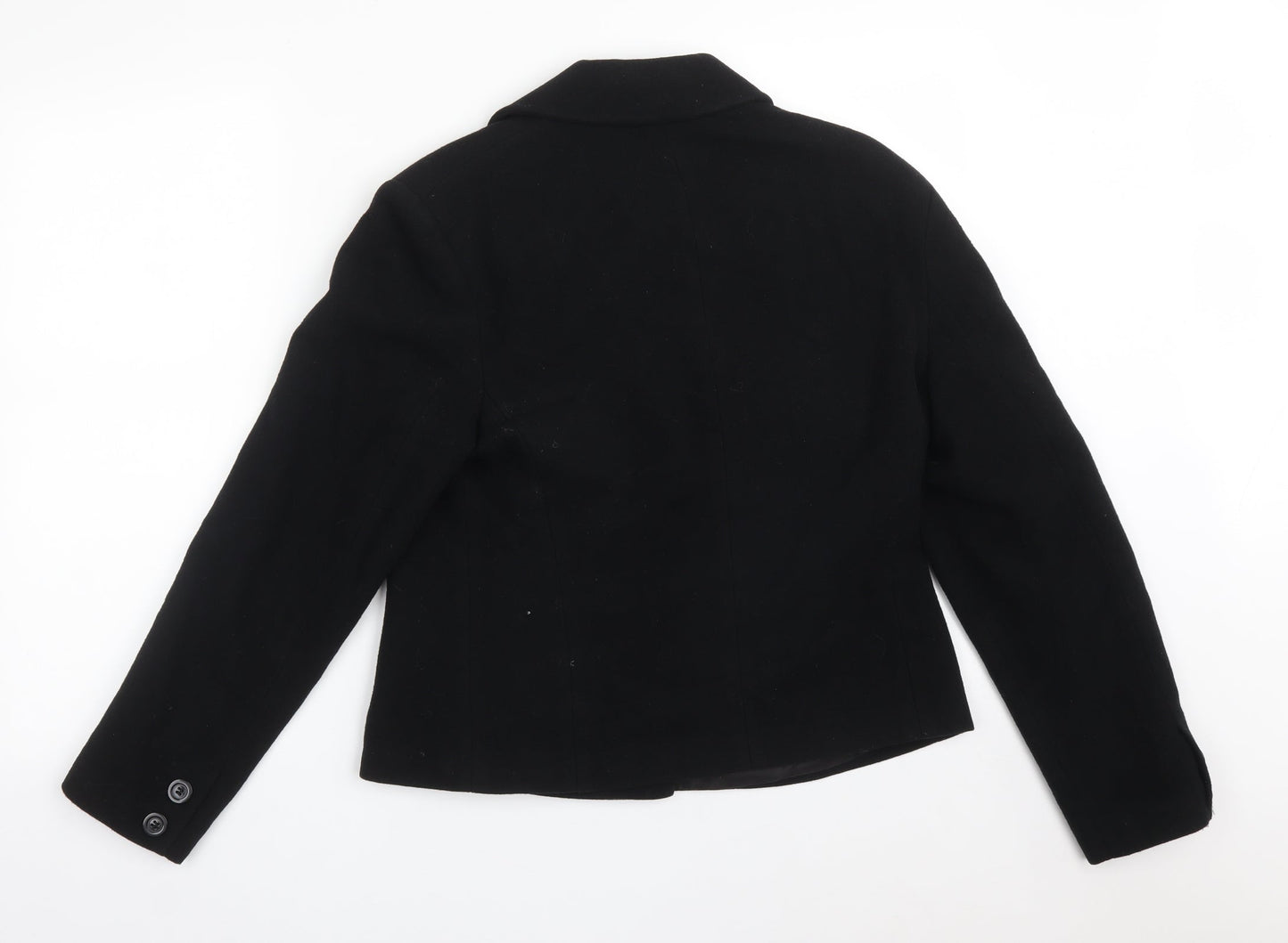 Preworn Womens Black  Wool Jacket Suit Jacket Size 14