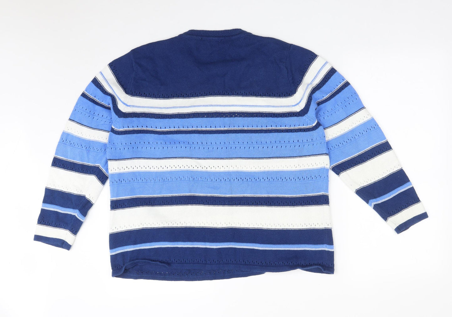 Preworn Womens Multicoloured Striped Cotton Pullover Sweatshirt Size L