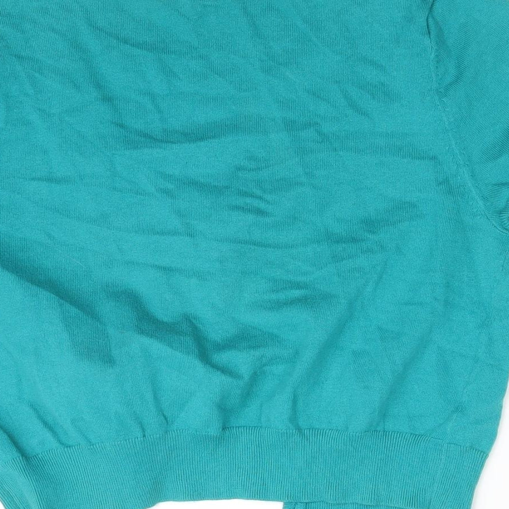 TU Womens Green Round Neck  Cotton Cardigan Jumper Size 14