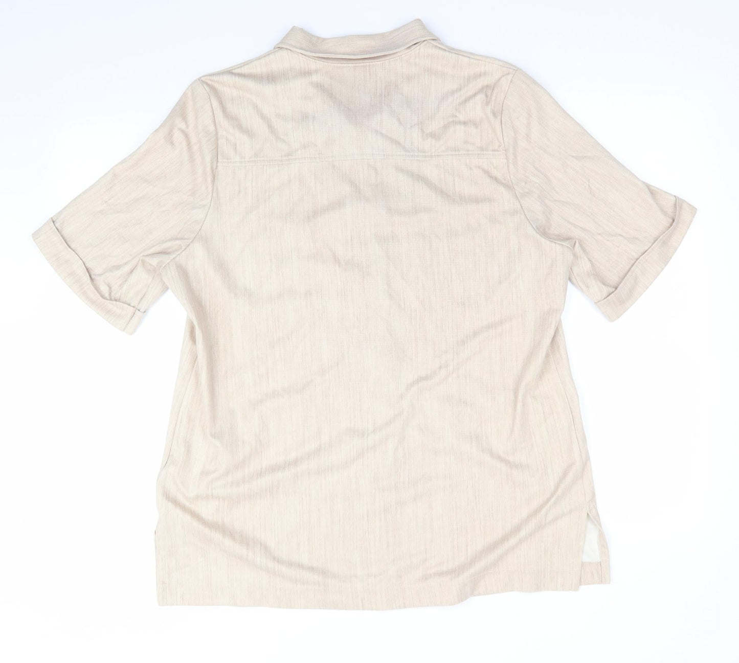 Finn Karelia Womens Beige  Polyester Basic Button-Up Size 16 Collared - Beige Mix Longline Shirt Jacket