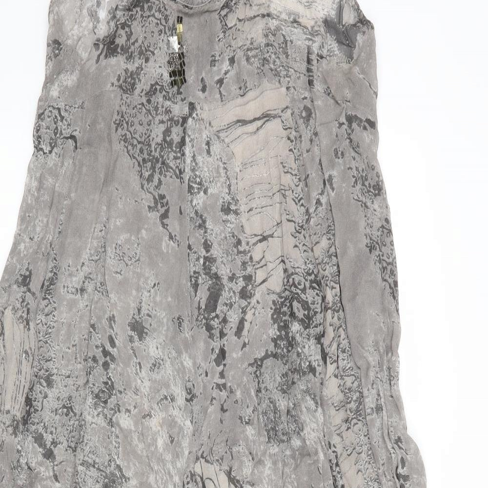 River Island Womens Grey   Fit & Flare    Scoop Neck  - Ruffled Sections Abstract Print