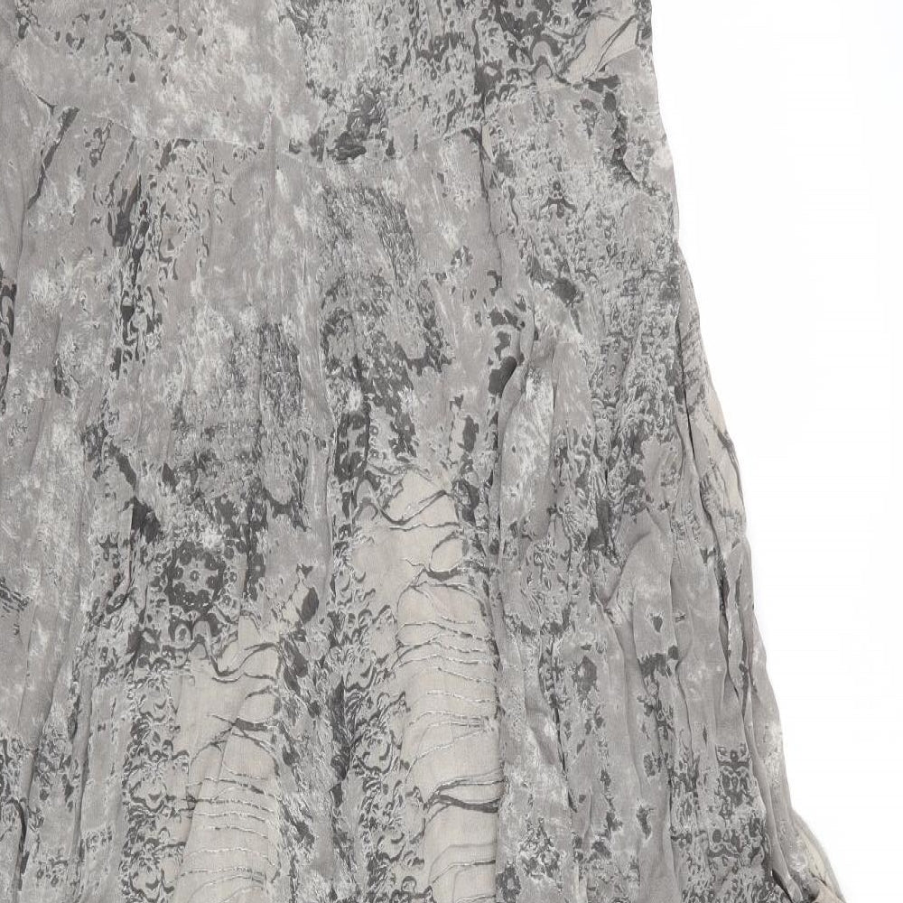 River Island Womens Grey   Fit & Flare    Scoop Neck  - Ruffled Sections Abstract Print