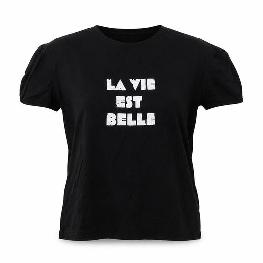 Grace & Milla Womens Black  Cotton Basic T-Shirt Size L Crew Neck