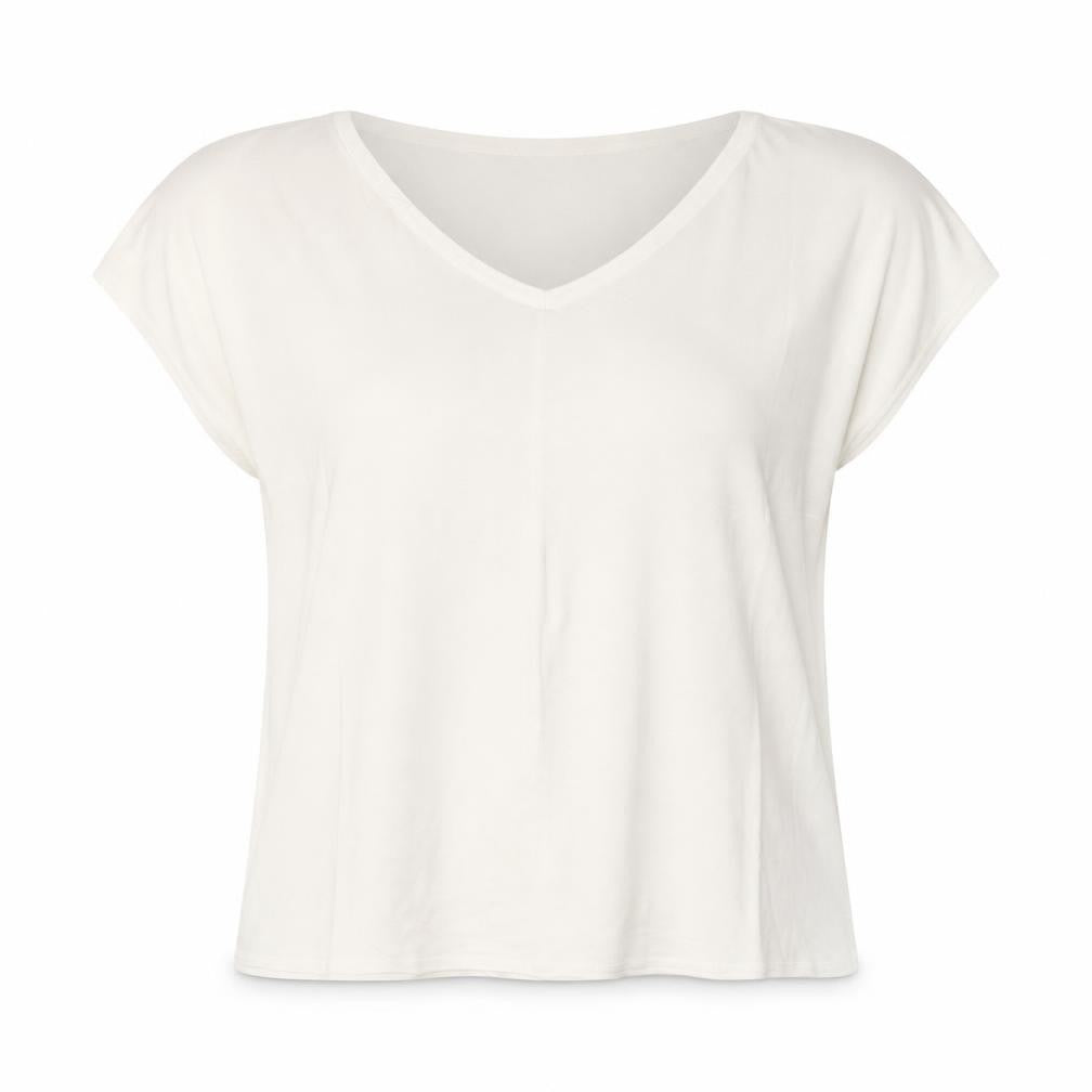 Anne Kanner Womens Ivory  Viscose Basic Blouse Size L V-Neck