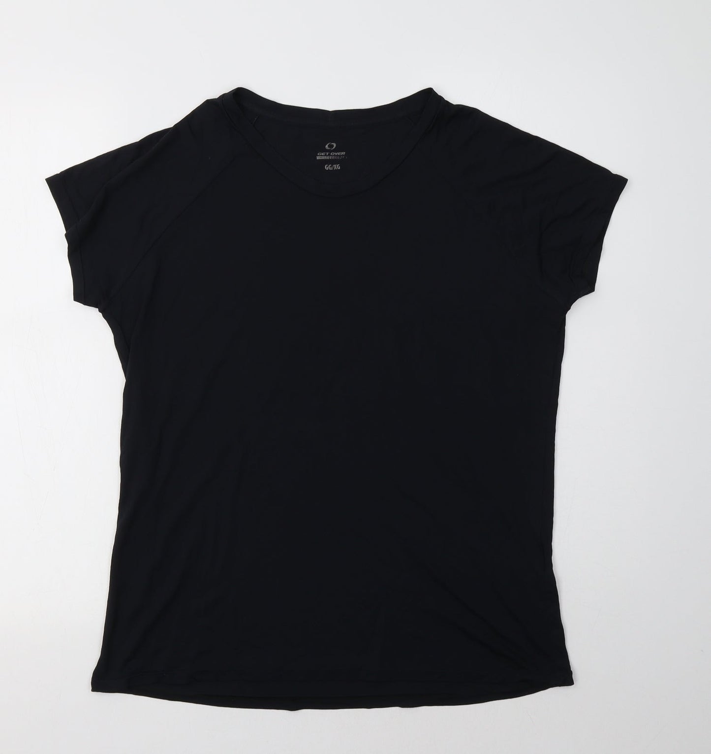 Get Over Womens Black   Basic T-Shirt Size L Crew Neck