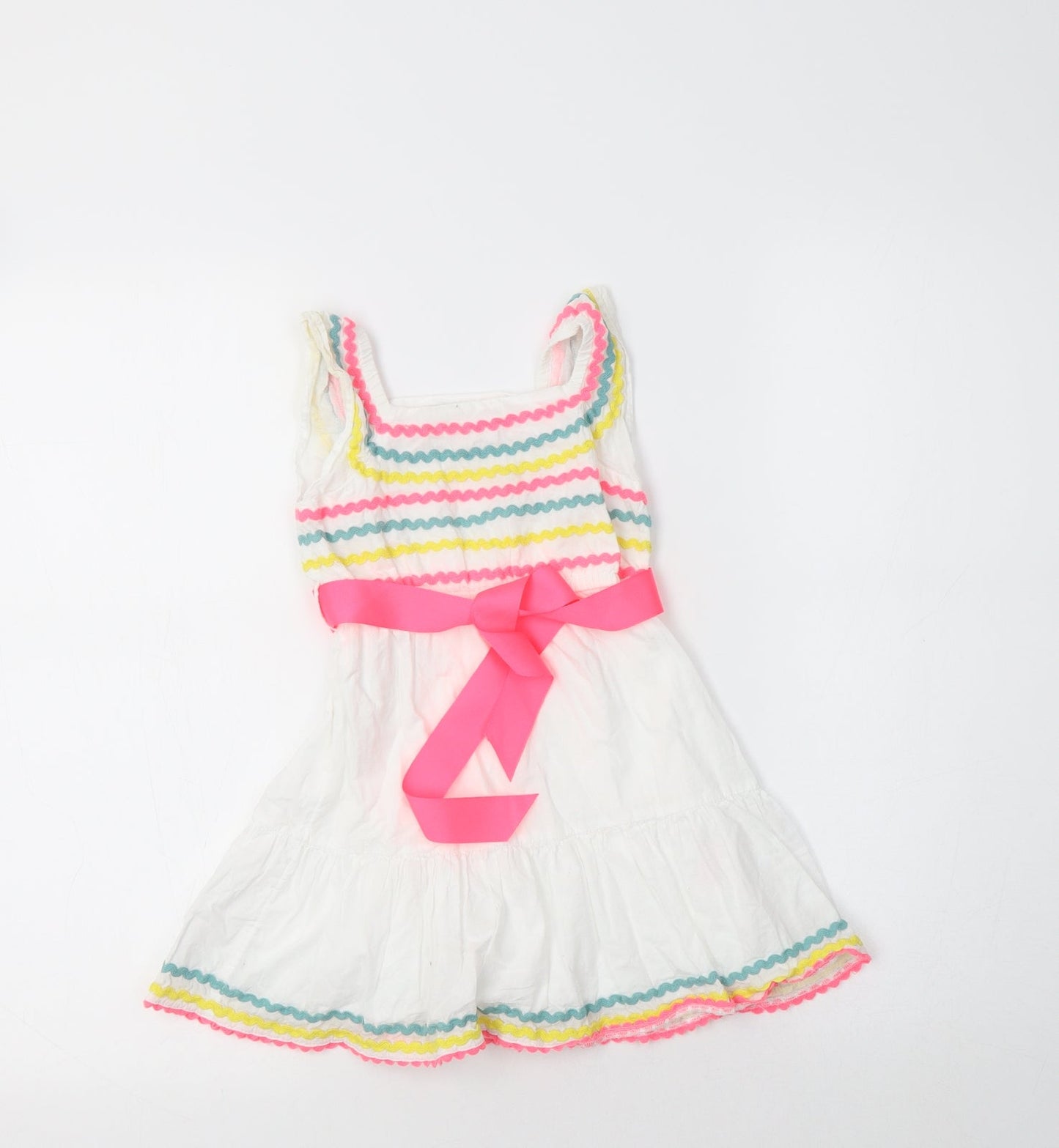 Monsoon Baby White Striped Cotton A-Line  Size 18-24 Months  Square Neck
