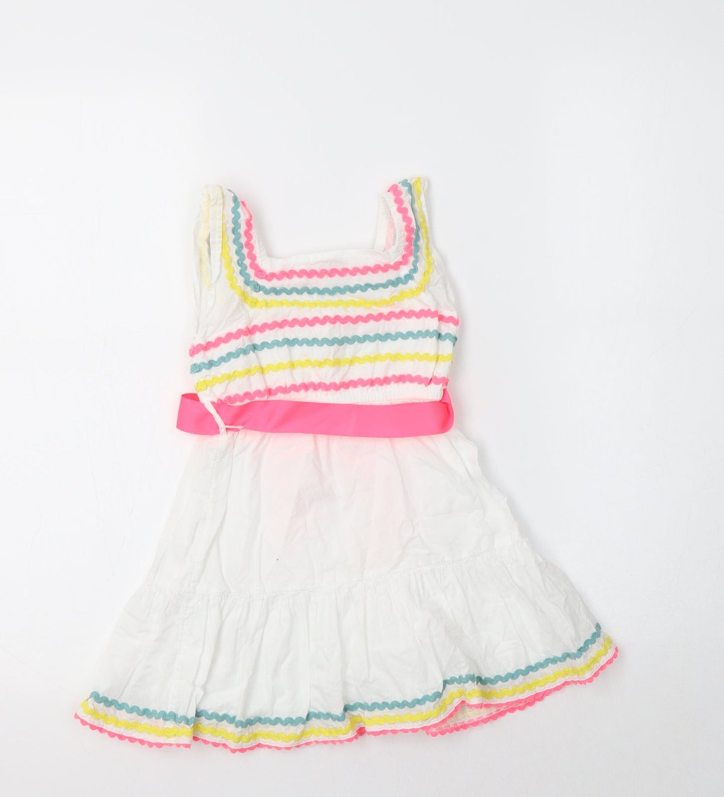 Monsoon Baby White Striped Cotton A-Line  Size 18-24 Months  Square Neck