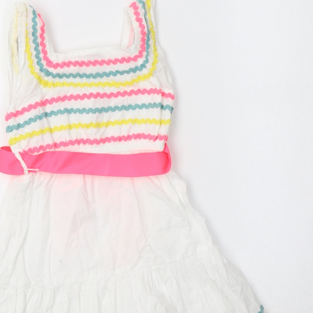 Monsoon Baby White Striped Cotton A-Line  Size 18-24 Months  Square Neck