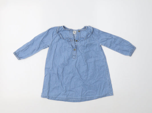 TU Baby Blue  Cotton Shirt Dress  Size 12-18 Months  Henley