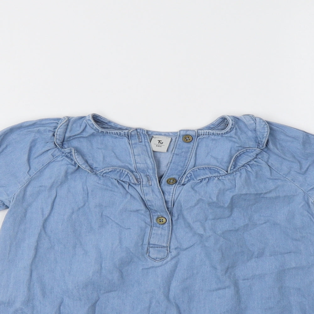 TU Baby Blue  Cotton Shirt Dress  Size 12-18 Months  Henley