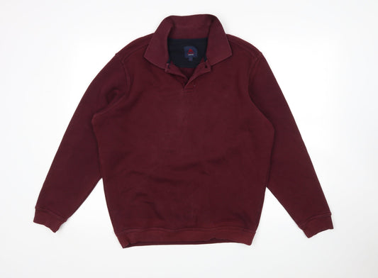 One Valley Mens Purple Collared  Cotton Pullover Jumper Size S