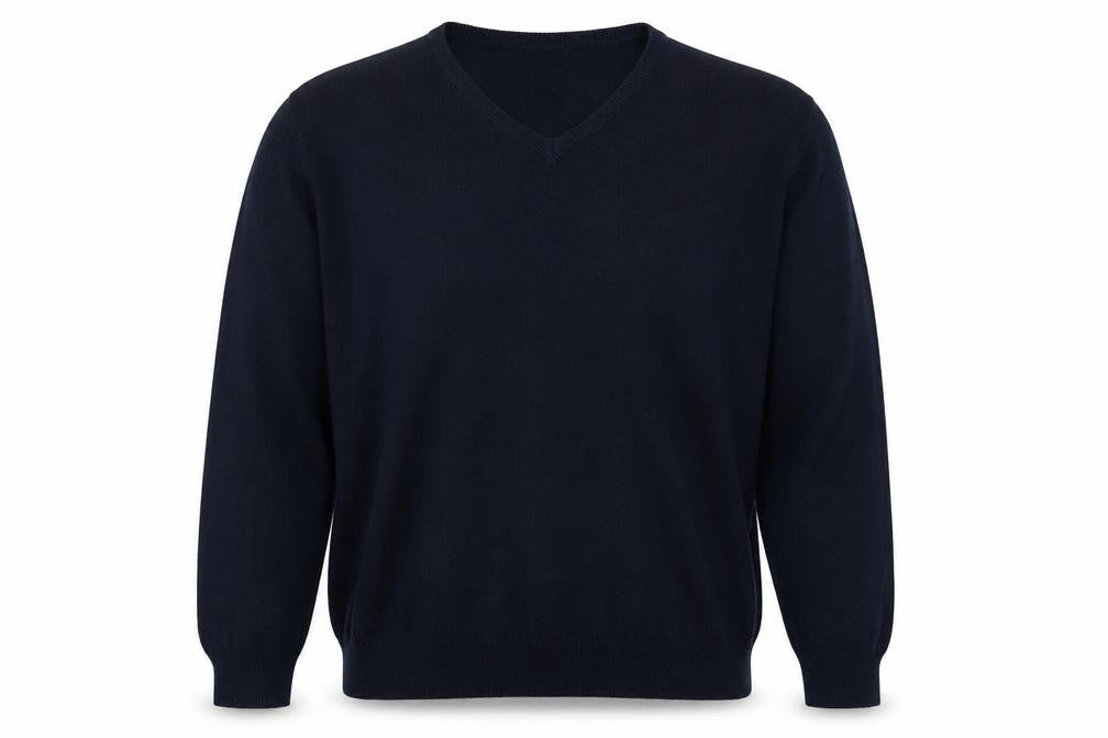 Finest Made  Mens Blue V-Neck  Acrylic Pullover Jumper Size 2XL