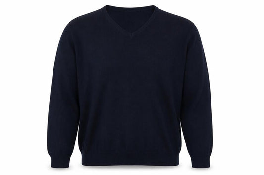 Finest Made  Mens Blue V-Neck  Acrylic Pullover Jumper Size 2XL