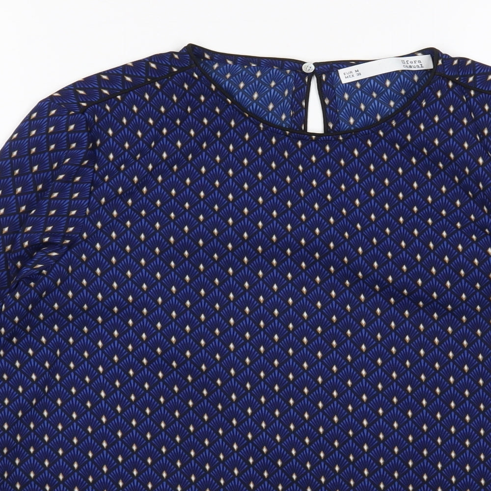sfera  Womens Multicoloured Argyle/Diamond  Basic Blouse Size M Round Neck