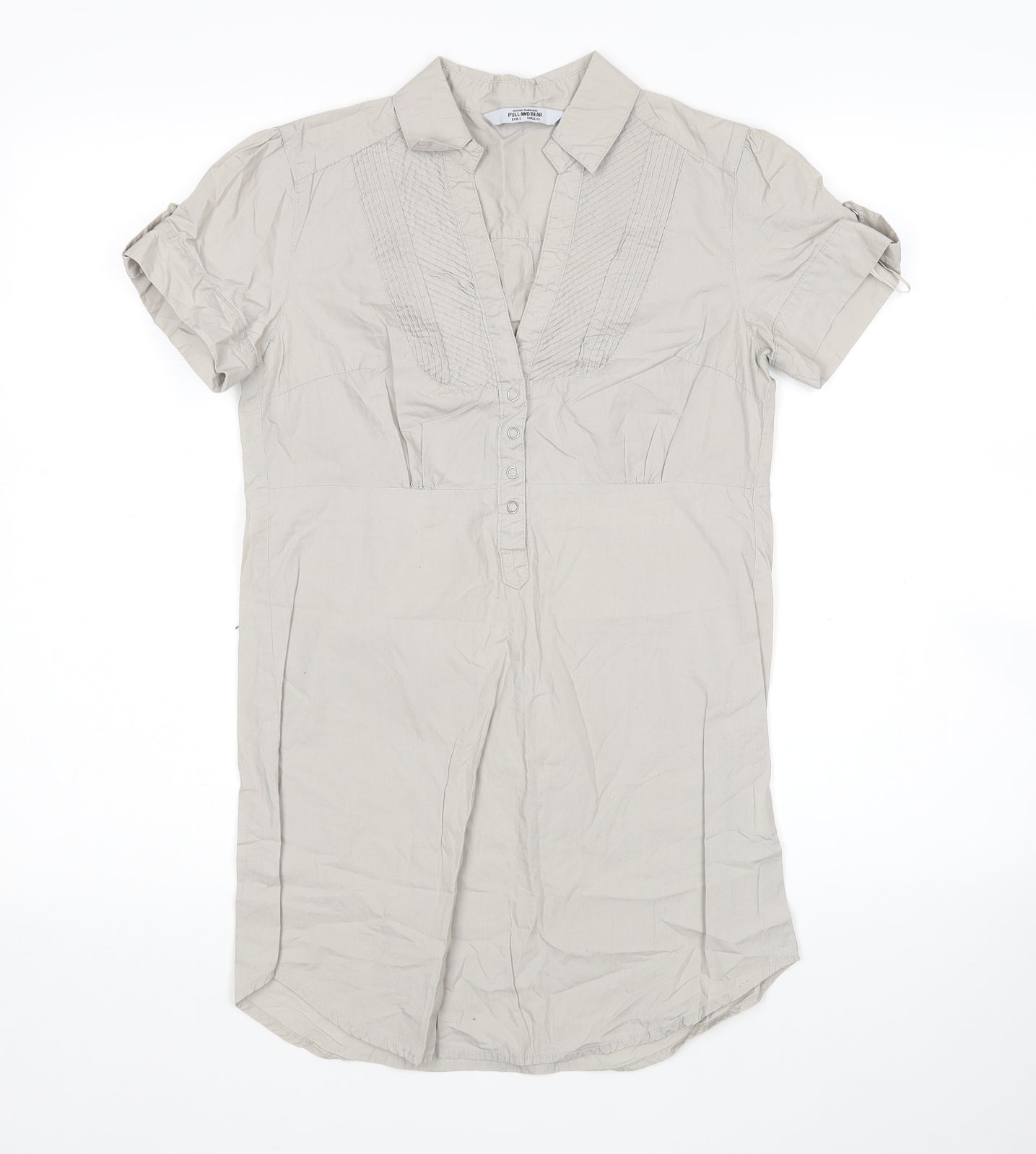 Pull & Bear Womens Grey  Cotton Basic Polo Size S Collared
