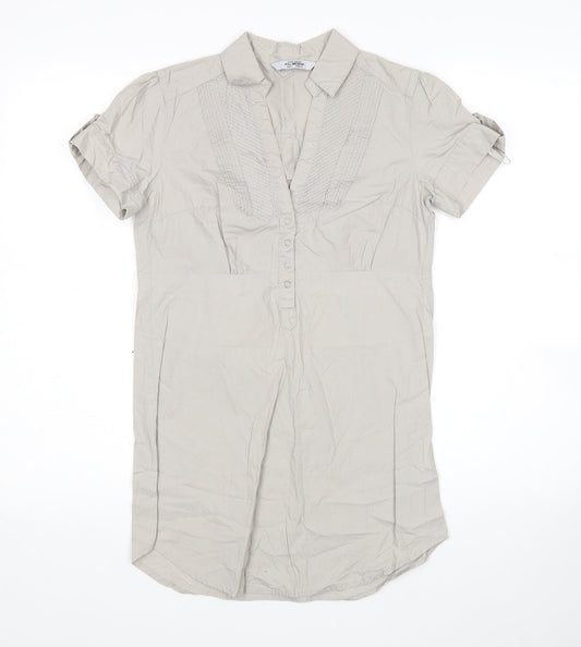 Pull & Bear Womens Grey  Cotton Basic Polo Size S Collared