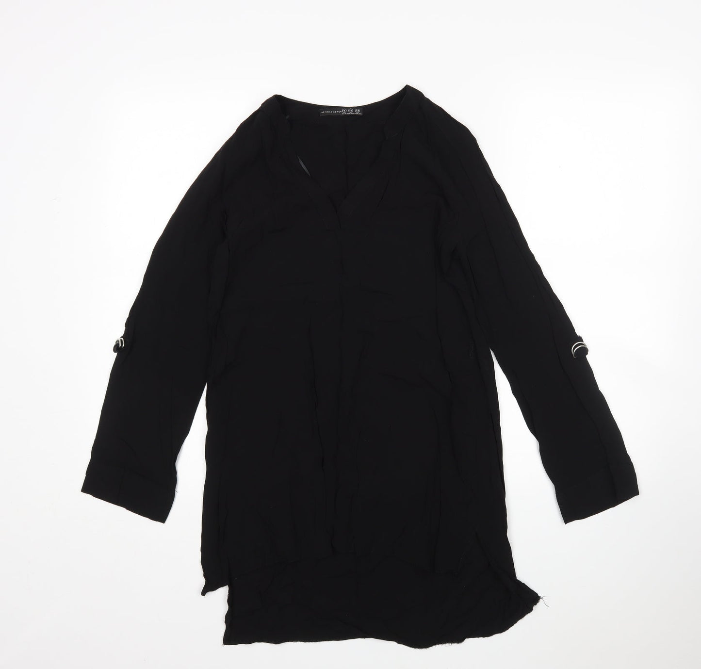 Atmosphere Womens Black  Viscose Basic Blouse Size 8 V-Neck