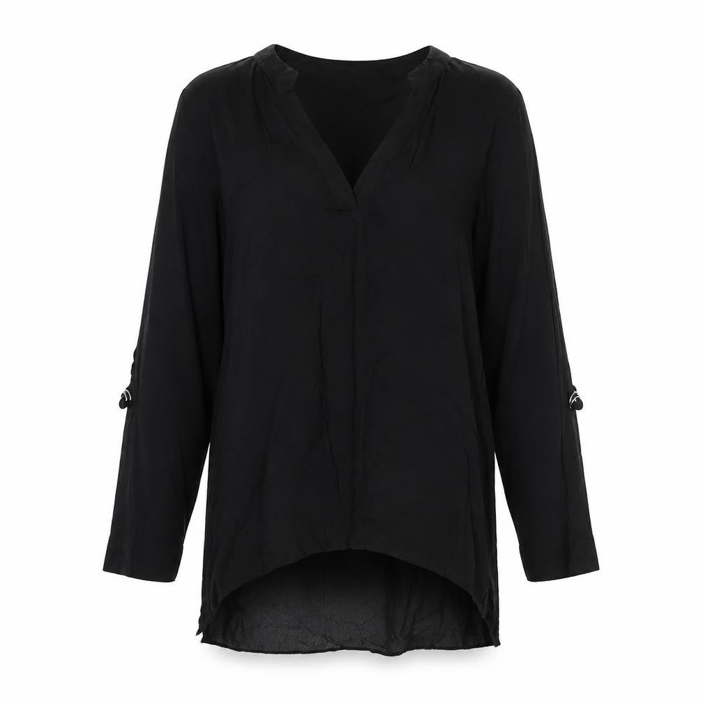 Atmosphere Womens Black  Viscose Basic Blouse Size 8 V-Neck