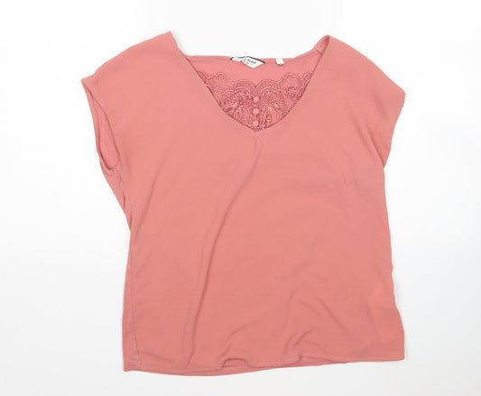 NafNAf Womens Pink  Viscose Basic Blouse Size M Scoop Neck