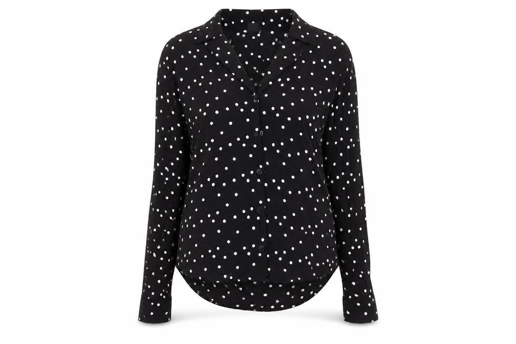 Monki Womens Black Collared Polka Dot Viscose Cardigan Jumper Size XS