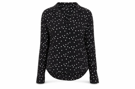 Monki Womens Black Collared Polka Dot Viscose Cardigan Jumper Size XS
