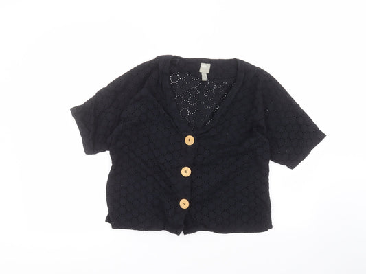 ASOS Womens Black V-Neck  Cotton Cardigan Jumper Size 8