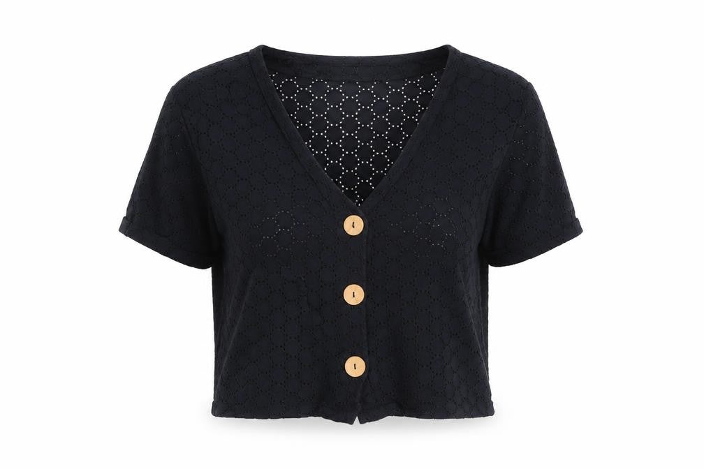 ASOS Womens Black V-Neck  Cotton Cardigan Jumper Size 8