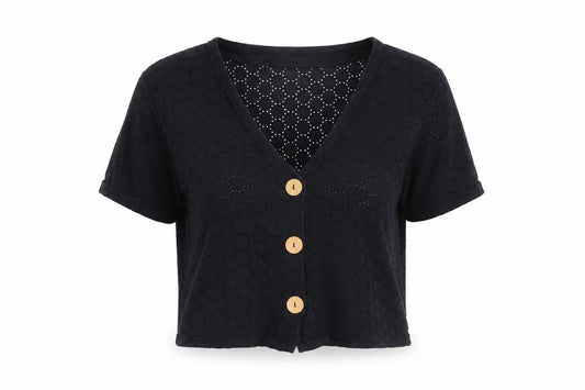 ASOS Womens Black V-Neck  Cotton Cardigan Jumper Size 8