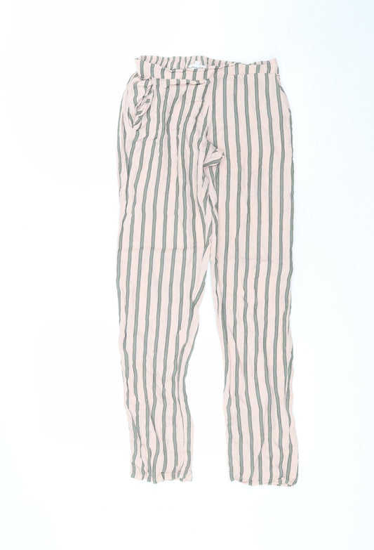 Etam Womens Pink Striped Viscose Trousers  Size S L26 in Regular