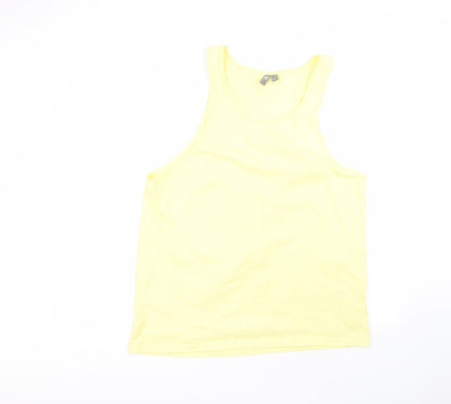 ASOS Womens Yellow  Cotton Basic Tank Size L Round Neck