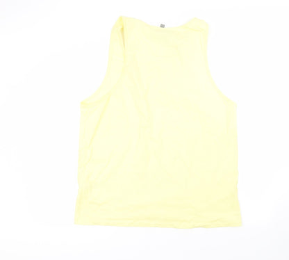ASOS Womens Yellow  Cotton Basic Tank Size L Round Neck