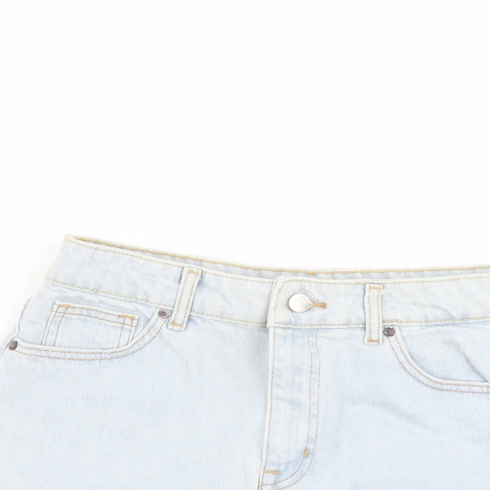 H&M Womens Blue  Cotton Cut-Off Shorts Size 12  Regular