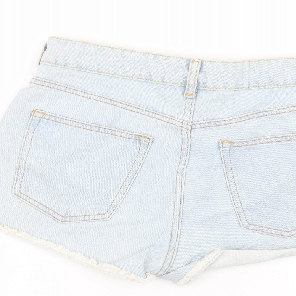 H&M Womens Blue  Cotton Cut-Off Shorts Size 12  Regular