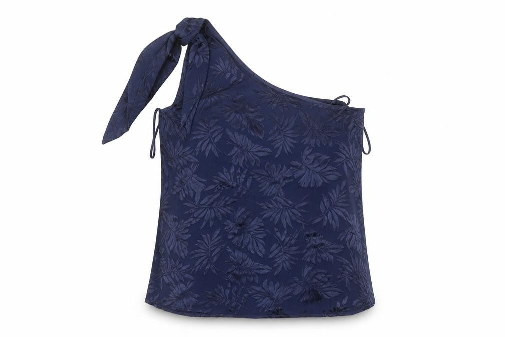 Warehouse Womens Blue Floral Viscose Basic Blouse Size 8 Round Neck