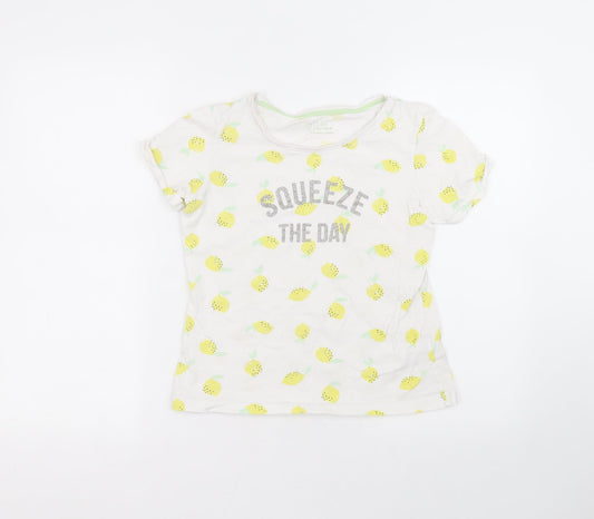 Primark Girls White  Cotton Basic T-Shirt Size 11-12 Years Round Neck
