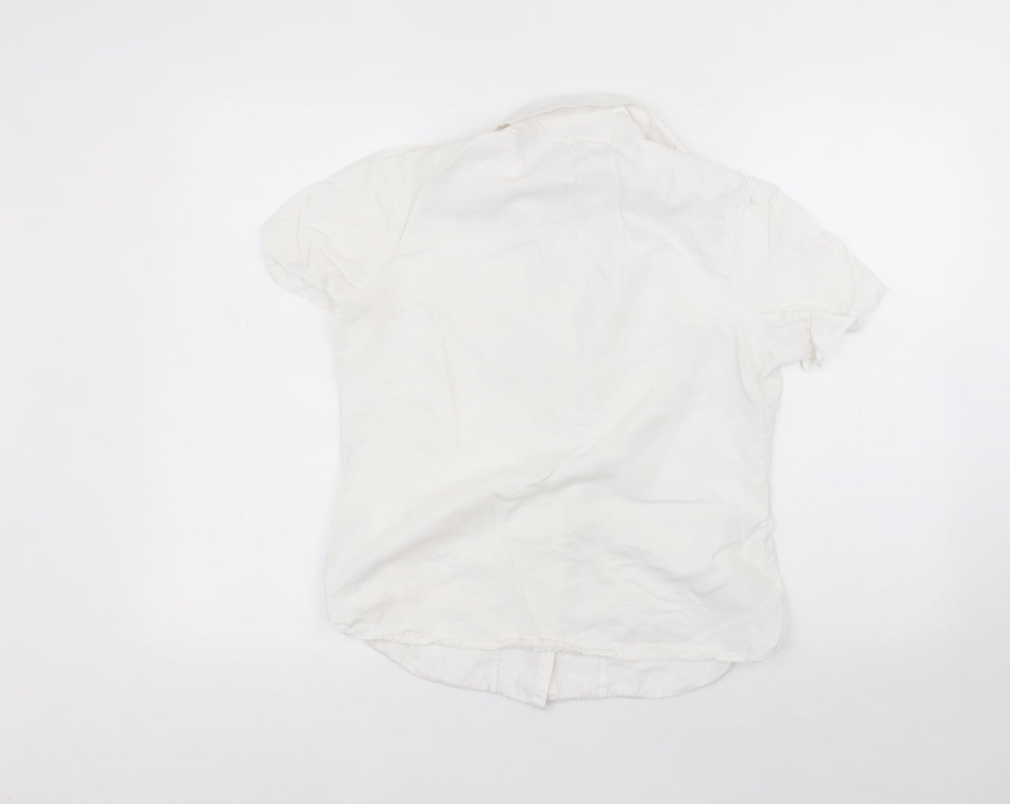 Marks and Spencer Womens White  Lyocell Basic Button-Up Size 12 Collared